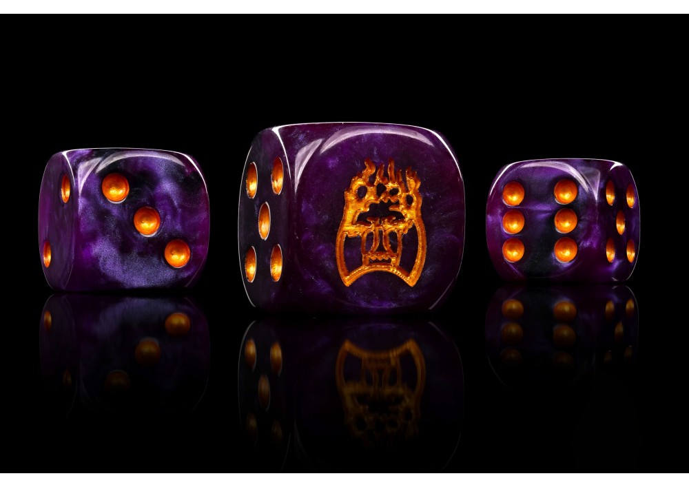 Conquest - Old Dominion Faction Dice on Translucent Purple w/ Gold Pips Dice