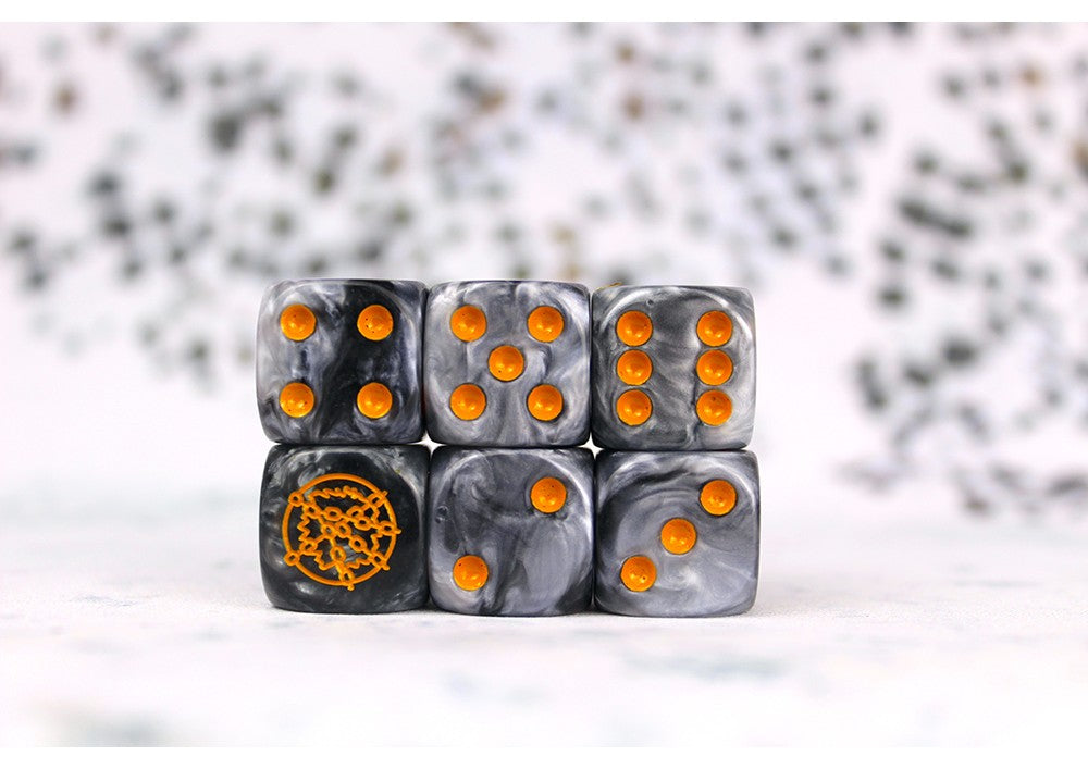 Conquest - Dweghom: Faction Dice on Gray wirl Dice