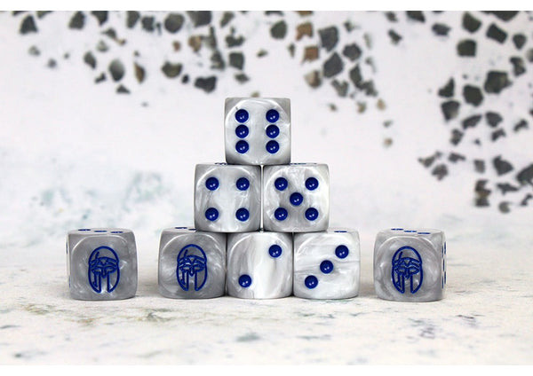 Conquest - City States: Faction Dice on Gray Swirl Dice