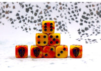 Conquest - Hundred Kingdoms: Faction Dice on Red swirl Dice