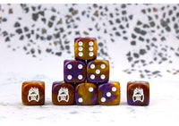 Conquest - Old Dominion: Faction Dice on Purple and Gold Dice
