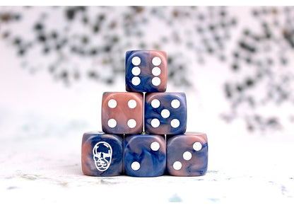 Conquest - Spires: Faction Dice on Dark Blue swirl Dice