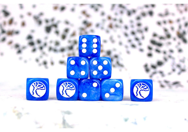 Conquest - Nords: Faction Dice on Bright Blue swirl Dice