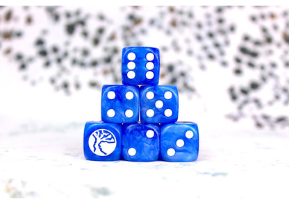 Conquest - Nords: Faction Dice on Bright Blue swirl Dice